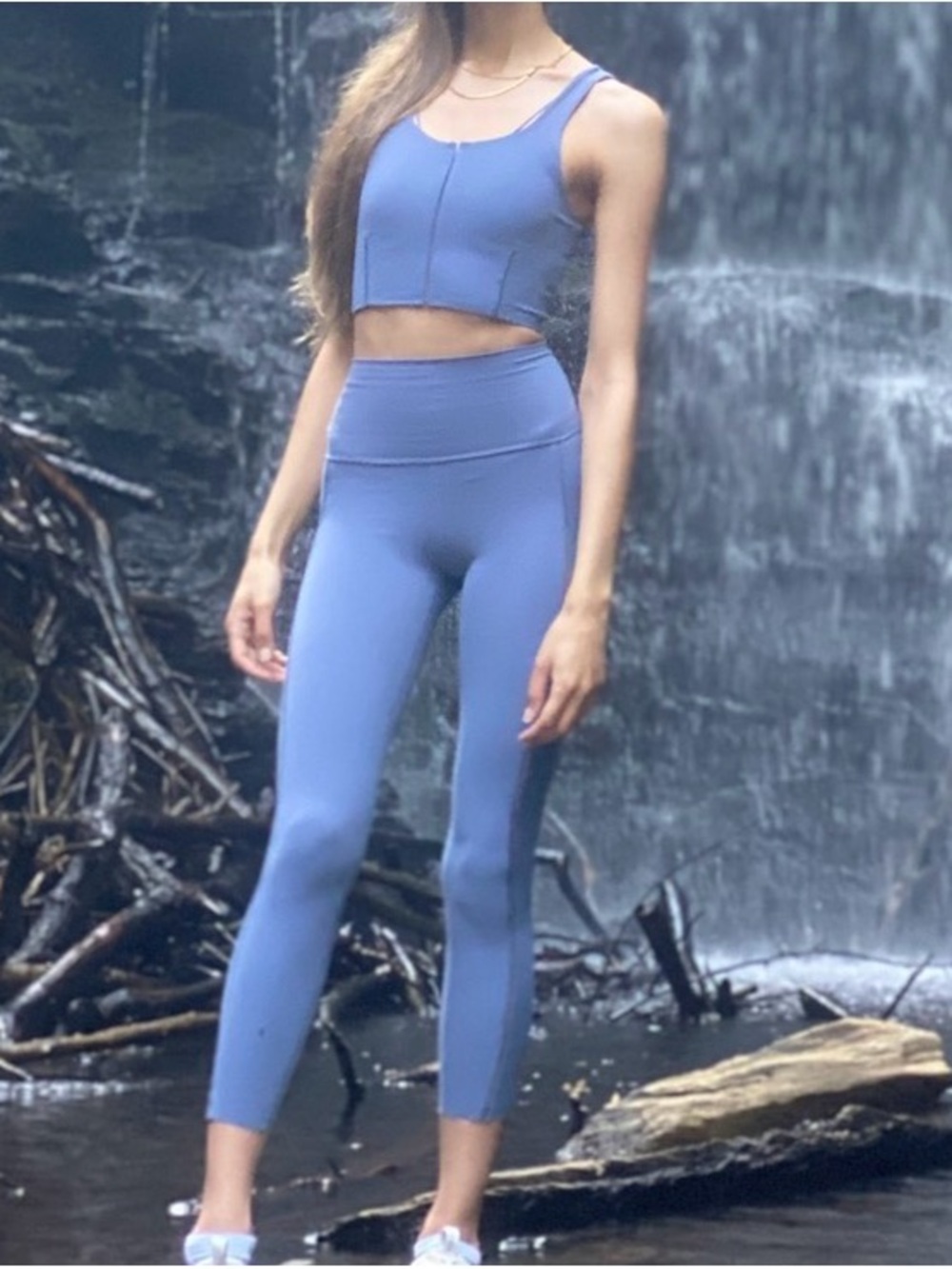 Nike Periwinkle Blue High-Rise Leggings and Crop Tank Set